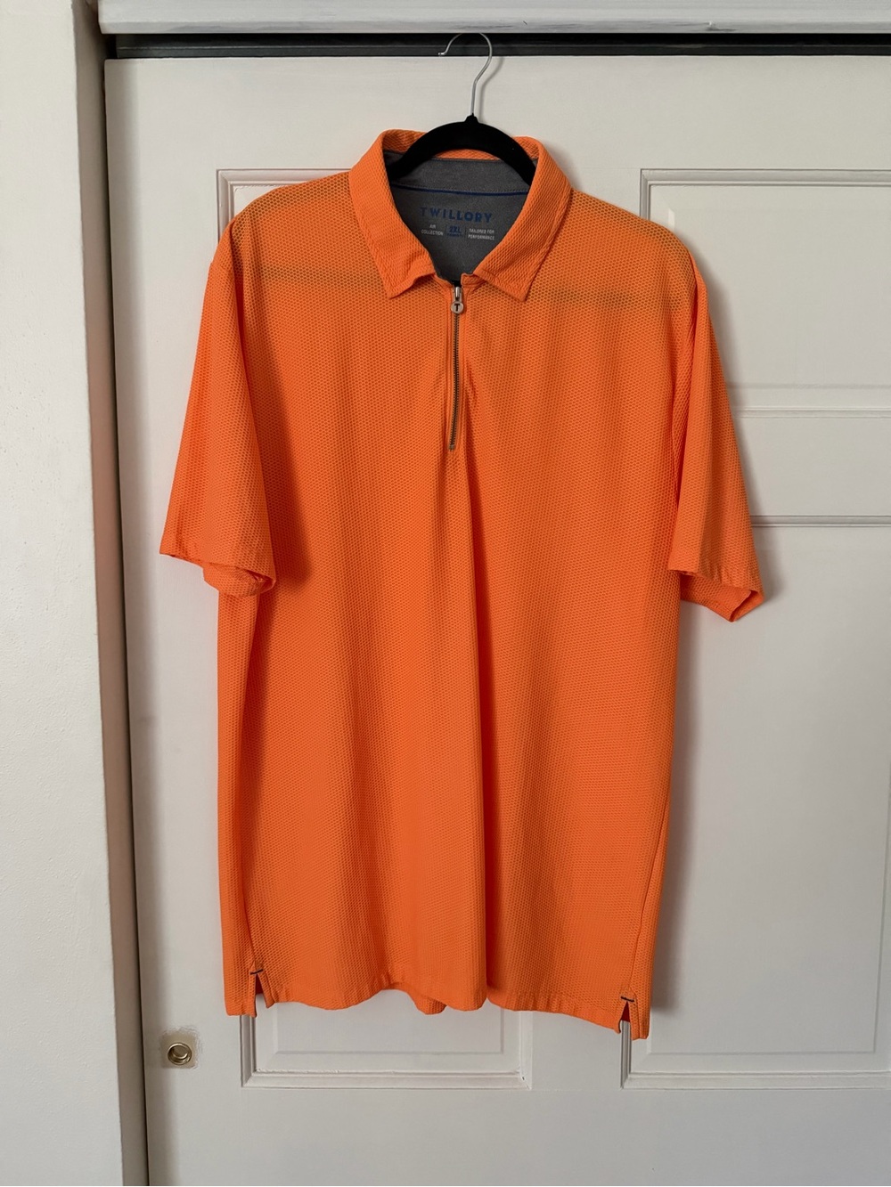 Twillory AIR Zip Polo Solid Orange Tailored Fit XXL